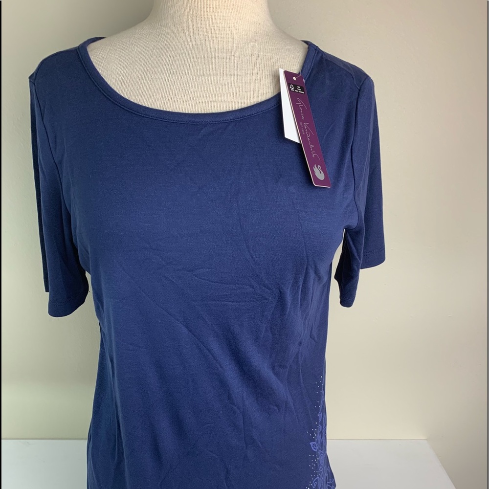 Gloria Vanderbilt Short Sleeve Shirt NWTS Blue